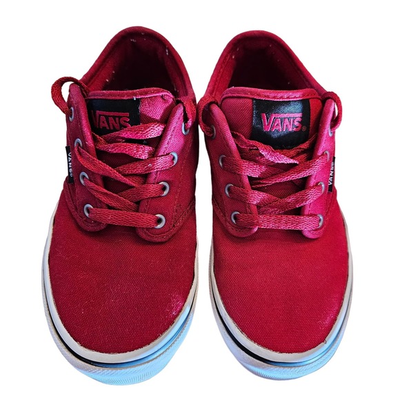 Vans size 2.5 kids red sneakers low top EUC unisex - Picture 2 of 6